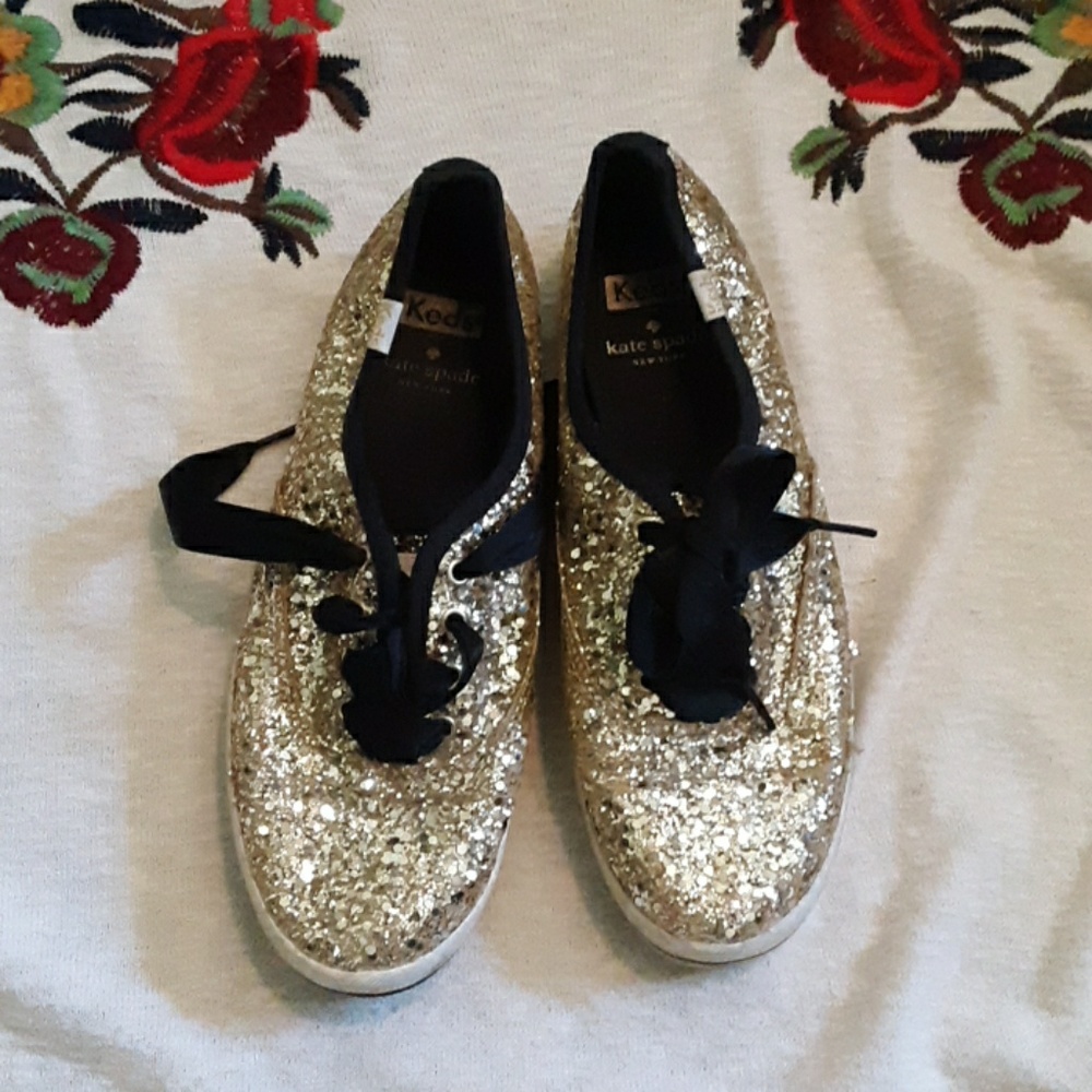Kate Spade Gold glitter Keds 6.5